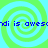 Pixelated green and cyan spiral background with repeated blue text "di is awes" across two horizontal bands.