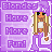 Pixel art contact sheet showing two animated frames of a blonde cartoon character with long hair, green eyes, and a white top against a purple background with text "Blondes Have More Fun!".