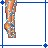 Animated contact sheet of a pixel-art doll icon with multiple frames showing different poses, expressions, and text elements arranged in a 4x3 grid.