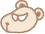 Two pixelated cartoon animal heads with brown outlines, white eyes, and pink mouths on a gray background.