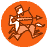 Pixelated circular icon with orange background showing a brown-haired figure in white clothing holding a bow and arrow, aiming rightward.