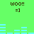 Green background with repeated "WOO!! =]" text and blue horizontal bars in a pattern