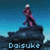 Pixelated image of a figure in purple and black standing on dark rock with blue gradient background, text 'Doisuke' at bottom.