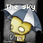 Pixelated character with yellow face and blue hair under white umbrella, text above reads 'The sky is Crying' in white block letters.