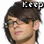 A pixelated image of a person with dark hair and glasses, showing three variations: one labeled 'Keep', one labeled 'I❤', and one labeled 'Fierce' above the head.
