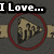 Pixelated icon with red circular border around triangular shape, gray background, and text overlays reading "I Love..." and "Push Play".