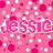Pink background with white and pink dots; three names in stylized text: 'jessie', 'nicole', 'tindal' visible.