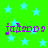 Green background with light blue stars and purple text repeating 'juliana' in four quadrants.