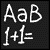 Six display white pixelated text on black background with 'AaB' above '1+1='; the rightmost shows '2' instead of the equals sign