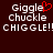 Pixelated text displays 'Giggle Chuckle CHIGGLE!!' with a red heart symbol replacing the letter 'e' in 'Giggle', all on a dark brown background.