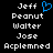 Pixelated text list with blue heart symbol above 'Jeff' on left side, all against black background.