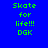 Pixelated green text 'Skate for life!!! DGK' on blue background with cyan rectangular overlays in different positions across frames.