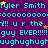 Pixelated text repeats 'Tyler Smith' and 'the guy EVER' with 'uugh' sequences on a purple background with yellow stars.