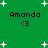 Green background with white star shapes and four identical text blocks reading "Amanda" above heart symbols.