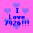 Pixelated blue text on pink background with purple hearts, displaying "I Love 7926!!!" in four identical quadrants.