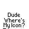 Pixelated text-based buddy icon with repeated phrases and a website URL on gray background