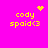 Yellow text 'cody spoid<3' on bright pink background with four distinct animated symbols above the text in each frame.