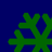 Four green snowflake-shaped icons on a solid dark blue background, each with distinct branching patterns.