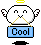Pixelated white character with wings and halo holding blue 'Cool' sign, showing four distinct pose variations across observations.