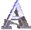 nine identical pixelated 'A' letters with blue and brown coloration on a gray background