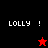 Pixelated icon displays "LOLLY !" text across four quadrants with red and black star symbols on a split background.