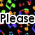 Black background with repeating colorful musical notes and green heart shapes, overlaid with white text reading "Please don't stop the music".