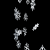 Animated contact sheet showing multiple frames of a snow animation with white pixelated shapes on black background and gray transparency placeholder.