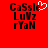 Red background with black pixelated text 'CaSsle LuVz rYaN' and a white heart cursor icon above the first line on the left side.