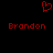 Red pixelated heart symbol above two instances of the name Brandon in red pixelated text on a black background.