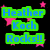 Green text blocks with blue letters reading "Heather Koch Rocks!!" on a black background scattered with pink stars, partially overlaid by a gray rectangle.