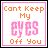 Two side-by-side pixelated text graphics with 'Cant Keep My EYES Off You' in orange and pink/green lettering, each framed by a colored border.