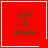 Red square icon with green text "Let it Snow!" and white border; four variations show different corner symbols.