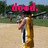 A person in a yellow outfit stands on a dirt field with trees in the background, with pink text above them changing across frames.