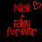 Red pixelated text on black background: 'Nick' with heart symbol above, plus sign between 'Nick' and 'Riley', 'forever' below. Right side lacks the heart.