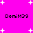 Bright pink background with scattered white plus signs and four instances of the text 'DemiM39' in black pixelated font.