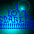 Blue text reading "I LOVE SPARKLE" on a teal gradient background with pixelated light effects, displayed in four identical
