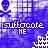 Blue and white pixelated icon with skull-and-crossbones symbols, repeated text "suffocate" above "HE", and -patterned background
