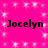 A static image with a bright pink background featuring scattered white sparkles and four instances of the name "Jocelyn" in black pixelated text.