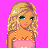 Pixel art icon of a blonde woman in a pink top with white text on a bright pink background, part of an animated contact sheet frame.