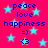 A static image with a bright pink background filled with light blue stars, displaying repeated text and symbols in dark blue.