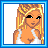 Pixel art contact sheet showing five frames of an animated buddy icon with a blonde woman, partial body shots, and text fragments.