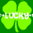 A static contact sheet of three identical animated frames showing a bright green four-leaf clover with white text "LUCKY" overlaid on a solid dark green background, each frame bordered by gray transparency in the bottom-right corner.