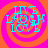Four identical circular icons with orange and pink spiral backgrounds, each containing cyan text reading LIVE LAUGH LOVE in stacked lines.