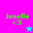 Four display 'Jenelle <3' text with a star icon; two backgrounds alternate between pink and blue while the star color swaps between cyan and magenta