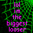 Pixelated text reads 'lol im the biggest looser' in pink on a green and black webbed background with one frame showing gray space.