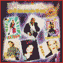 six distinct pixel-art scenes with red borders, each depicting stylized characters or objects in vibrant colors
