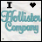 identical square displays 'Hollister Company' text with a heart symbol above it, transitioning from black dots to red hearts in the bottom