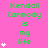 Green text reading 'Kendall Carmody is my life' on a pink background with white heart symbols, displayed in multiple repeated