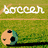 Four distinct pixelated display soccer-themed text and imagery on a
