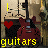 Animated icon showing a red electric guitar with changing heart symbols and text colors across frames.